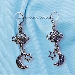 Star And Moon Dongle Earrings